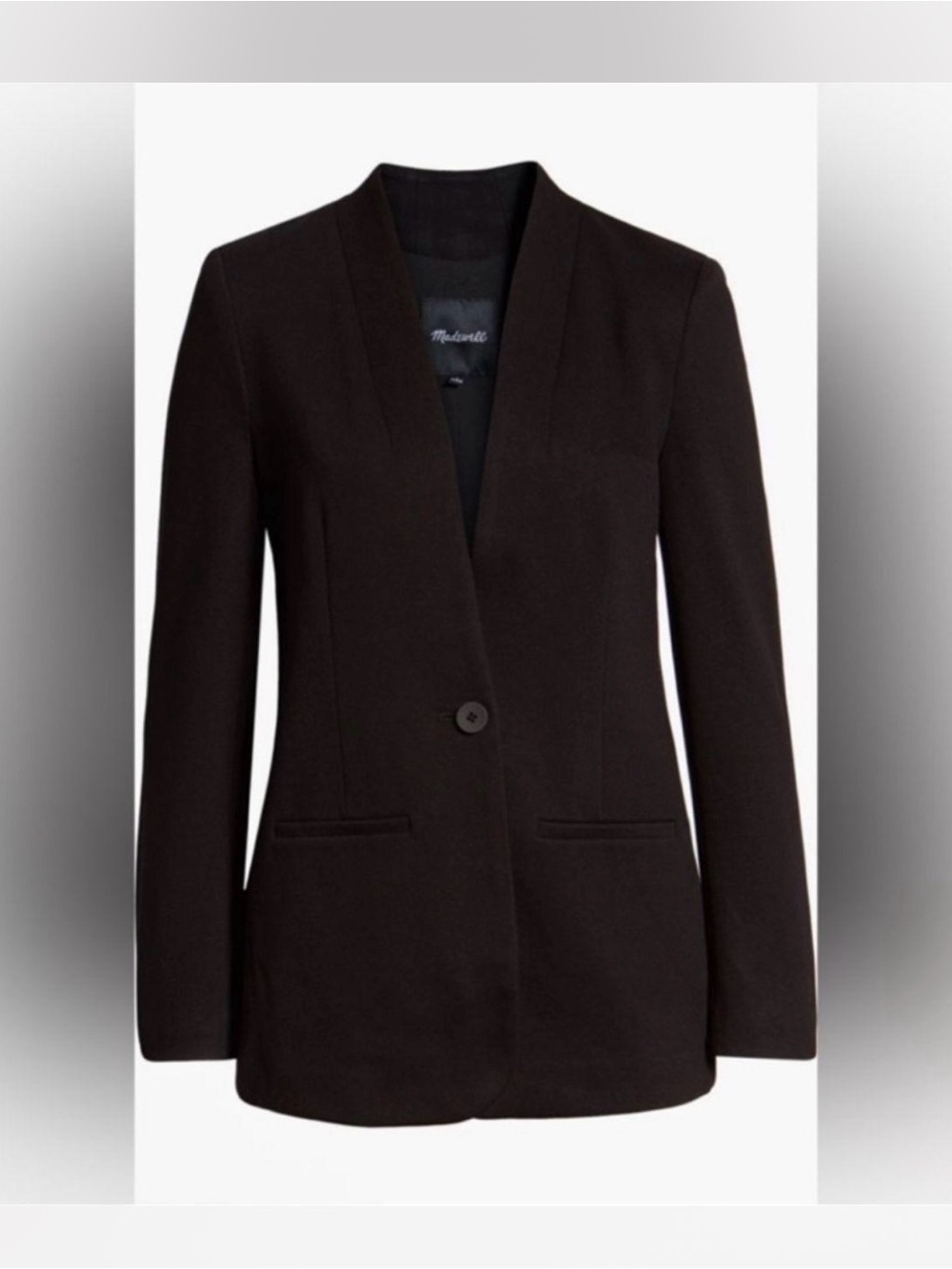 Madewell Black V-Neck Single-Button Blazer